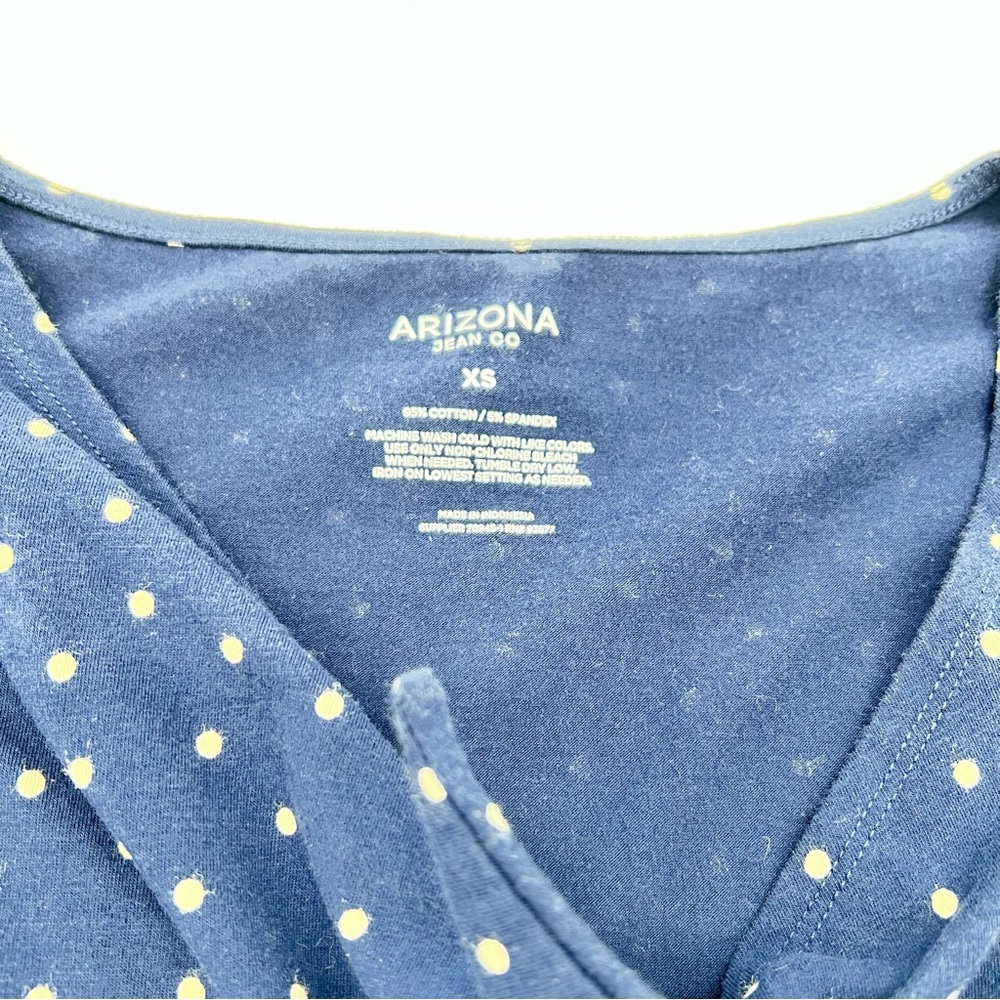 Mossimo Supply Co. Blue w/White Polka Dot Short Sleeve Top cotton Blend Size XS - Picture 3 of 3